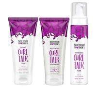Not Your Mother's Gel de modelado para crema definidora de control de crepes y espuma refrescante para rizos Curl Talk (paquete de 3) - 177 ml y 237 ml - Formulado con complejo de rizos de arroz
