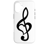 Nota Musical Clef Bass Clave de Sol Corazón Amor Amantes & Artistas Carcasa para iPhone 16