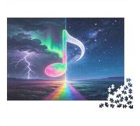 Nota Musical Colorida Puzzle de 1000 Piezas Papel para Adultos Cielo Nocturno Aurora Juego de Puzzle 1000 Piezas Relajación Decoración Hogar 70x50cm/1000pcs
