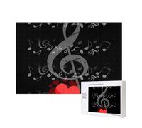 Nota Musical de corazón,Rompecabezas de Madera de 300 Piezas, Juego Familiar, Rompecabezas para Adultos, Adolescentes, decoración del hogar
