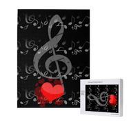 Nota Musical de corazón,Rompecabezas de Madera de 500 Piezas para Adultos y Adolescentes.