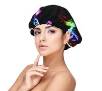Nota musical de fuego colorido,Gorro de dormir de satén ajustable para adultos, de seda, elástico, para dormir, para mujer