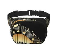 Nota Musical de Piano Impresa,Riñonera Cuadrada de Doble Capa, Bolso de Viaje, Bolso Informal para el Pecho.