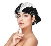 Nota musical de tecla de piano en blanco y negro,Gorro de dormir de satén ajustable para adultos, de seda, elástico, para dormir, para mujer