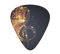 Nota musical dorada con púas de guitarra únicas de estrella brillante con impresiones claras y múltiples grosores
