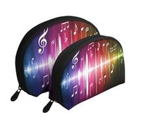 Nota Musical Impresa., Bolsa de Maquillaje de Concha, Monedero pequeño para Mujer, Bolsa de artículos de tocador, Bolsa de cosméticos, 2 Piezas
