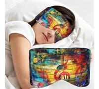 Nota musical impresa en madera colorida, Antifaz para dormir, ideal para el hogar, viajes y trabajo por turnos. Cubre completamente los ojos y bloquea la luz.