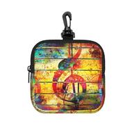 Nota Musical Impresa en Madera Colorida,Bolsa de Almacenamiento Cuadrada con Cremallera, Monedero de Neopreno, Carteras pequeñas, Monedero pequeño, Monedero