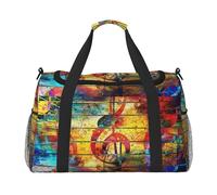 Nota Musical Impresa en Madera Colorida,Bolsas Deportivas, Bolsos de Viaje Deportivos Cruzados de Mano, Bolsas de Viaje de Gran Capacidad para Mujeres y Hombres.