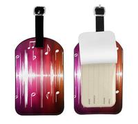 Nota musical impresa,Etiquetas de equipaje de cuero sintético con nombre, etiquetas de viaje duraderas, 2 unidades