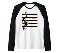 NOTACIÓN MUSICAL DESCANSO ENTERO CAFÉ PAUSA MÚSICA Camiseta Manga Raglan
