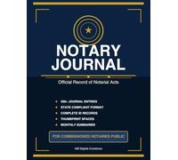 Notary Journal: Official Record of Notarial Acts: Signer ID Records, Thumbprint Boxes, Monthly Summaries & Fee Tracking