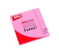Notas Adhesivas APLI Funny Notes Rosa Flúor 75 x 75 mm, x100 Hojas