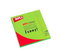 Notas Adhesivas APLI Funny Notes Verde Flúor 75 x 75 mm, x100 Hojas