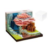 Notas adhesivas en forma de escultura en papel, bloc de notas | Bloc de notas en forma de cabaña en árboles de montaña | Cuaderno artesanal de papel duradero para decoración de oficina