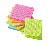 Notas adhesivas gráficas, bloc de notas cuadrícula, paquete de 6, colores brillantes de 3 x 3 pulgadas para matemáticas, ingeniería y organización de oficina
