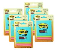 Notas adhesivas Super Sticky de 7,6 x 7,6 cm, colecci n Miami, 3 blocs/paquete, 6 paquetes