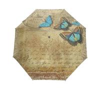 Notas De Arte Animales De Mariposa Paraguas Plegable Automático Paraguas de Viaje Mujer Niño Niña Protección UV Resistencia Viento Impermeable