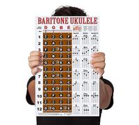 Notas de diapasón de ukelele barítono laminado y tabla de acordes fácil para principiantes, 28 x 43 cm, póster instruccional para Bari Uke por A New Song Music