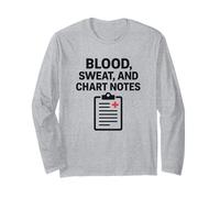 Notas de sangre, sudor y gráfico. Humor de cita de enfermera. Manga Larga