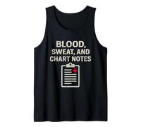 Notas de sangre, sudor y gráfico. Humor de enfermera vintage. Camiseta sin Mangas