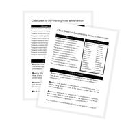 Notas de terapia y hoja de trucos de intervención | 2 hojas laminadas | formas A1 de 8.5 x 11 pulgadas | Suministros de terapia | Diseño minimalista