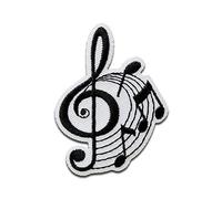 Notas Música Clave - Parches Termoadhesivos Bordados Aplique Para Ropa, Tamaño: 4,1 x 3,7 cm