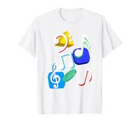 Notas Musicales Colorido Retro Vintage Músicos Camiseta gráfica económica, Hombre, Blanco, L