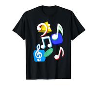 Notas Musicales Colorido Retro Vintage Músicos Camiseta gráfica económica, Hombre, Negro, L
