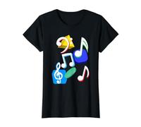 Notas Musicales Colorido Retro Vintage Músicos Camiseta gráfica económica, Mujer, Negro, L