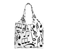 Notas musicales con clave,Bolsas de mano reutilizables, bolsas de supermercado, bolso de hombro de lona de gran capacidad