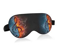 Notas musicales con hielo y fuego en máscaras de ojos negras, bloques de cubierta, máscara de sueño ligera, cubierta de sombra, venda para los ojos, cubierta de sombra de ojos relajante con correa aju