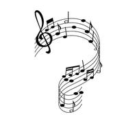 notas musicales, espirales de pentagrama, claves de sol Calcomanías de pared de papel adhesivo 36x54.7cm Varios tamaños Negro