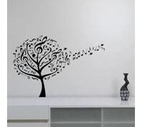 Notas musicales florales y de pájaros, clave de sol, vinilo adhesivo de árbol musical para pared, vinilo decorativo para ventana, pared musical melódica, decoración de interiores de estudio de arte.