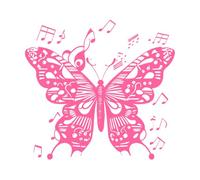 Notas musicales mariposa y con notas musicales volando Pegatinas de tallado fino 42x45.1cm Decoración artística Rosa