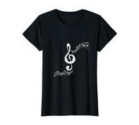 Notas Musicales Música Música Clave de Nota Camiseta gráfica económica, Mujer, Negro, XL