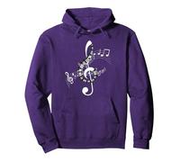 Notas Musicales Música Música Clave de Nota Sudadera con Capucha, Unisex para Adultos, Morado, S