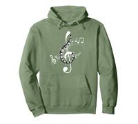 Notas Musicales Música Música Clave de Nota Sudadera con Capucha, Unisex para Adultos, Verde Salvia, L