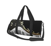 Notas Musicales Negras, Bolsa de Viaje de Gran Capacidad, Bolso Redondo, Bolsa de Viaje Deportiva, Bolsa de Mano, Bolsa de Fitness