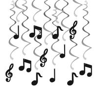 Notas musicales para decoración de fiesta, notas musicales, color negro, para colgar, con temática musical, guirnalda de papel para conciertos, baby shower, boda, fiesta de cumpleaños, suministros