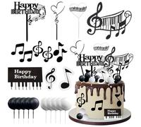 Notas Musicales Pastel Toppers 23 piezas Happy Birthday Cake Topper Toppers musicales para cupcakes para Cumpleaños Tema Musical Decoracion de Fiesta Disco Decoracion de Cumpleaños Rock Roll