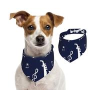 Notas Musicales saxofones,Pañuelos de algodón para Perros, Bufandas Ajustables para Mascotas,L
