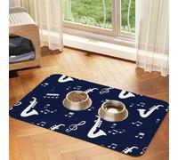 Notas Musicales saxofones,Tapete para Comida de Mascotas, manteles Individuales de Cuero sintético para Gatos y Perros,40x60cm