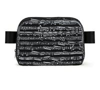 Notas Musicales sobre Fondo Negro, riñonera Cuadrada de Viaje, Bolso de Cintura Informal, Bolso de Pecho, riñonera para Hombre y Mujer.