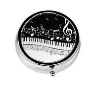 Notas musicales voladoras Teclas de piano musical, Pastillero, Pastillero redondo Pequeño contenedor de pastillas Organizador de pastillas de viaje
