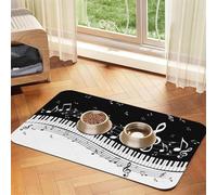 Notas Musicales voladoras Teclas de Piano Musicales,Tapete para Comida de Mascotas, manteles Individuales de Cuero sintético para Gatos y Perros,30x45cm