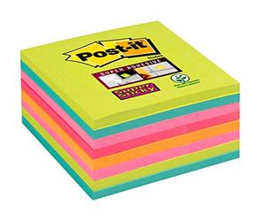 Notas Post-it Super Sticky de colores, colores arcoíris variados, 76 mm x 76 mm, 45 hojas/bloc, 8 blocs/paquete