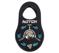 Notch Micro polea negra con certificación CE para tender un enganche de fricción o una redirección suave en el árbol, placas laterales oscilantes gratis, uso con líneas de hasta 12,9 mm. MBS: 30,6 kN