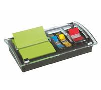 Note and Flag Dispenser, 3 x 3 Canary Notes and Assorted Flags, Black Dispenser, Sold as 1 Each