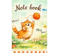 Note book: Cute Watercolor Orange Cat Journal: Playful Kitten in the Garden Design - 120 Lined Pages for School and Diary, 6x9 inches Portable Notebook